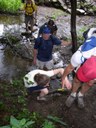 A helping hand up after crossing Bailey Run